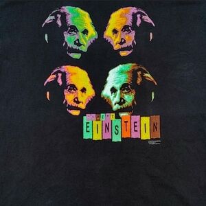 Vtg Y2K Albert Einstein T-Shirt XL Andy Warhol Pop Art Science
